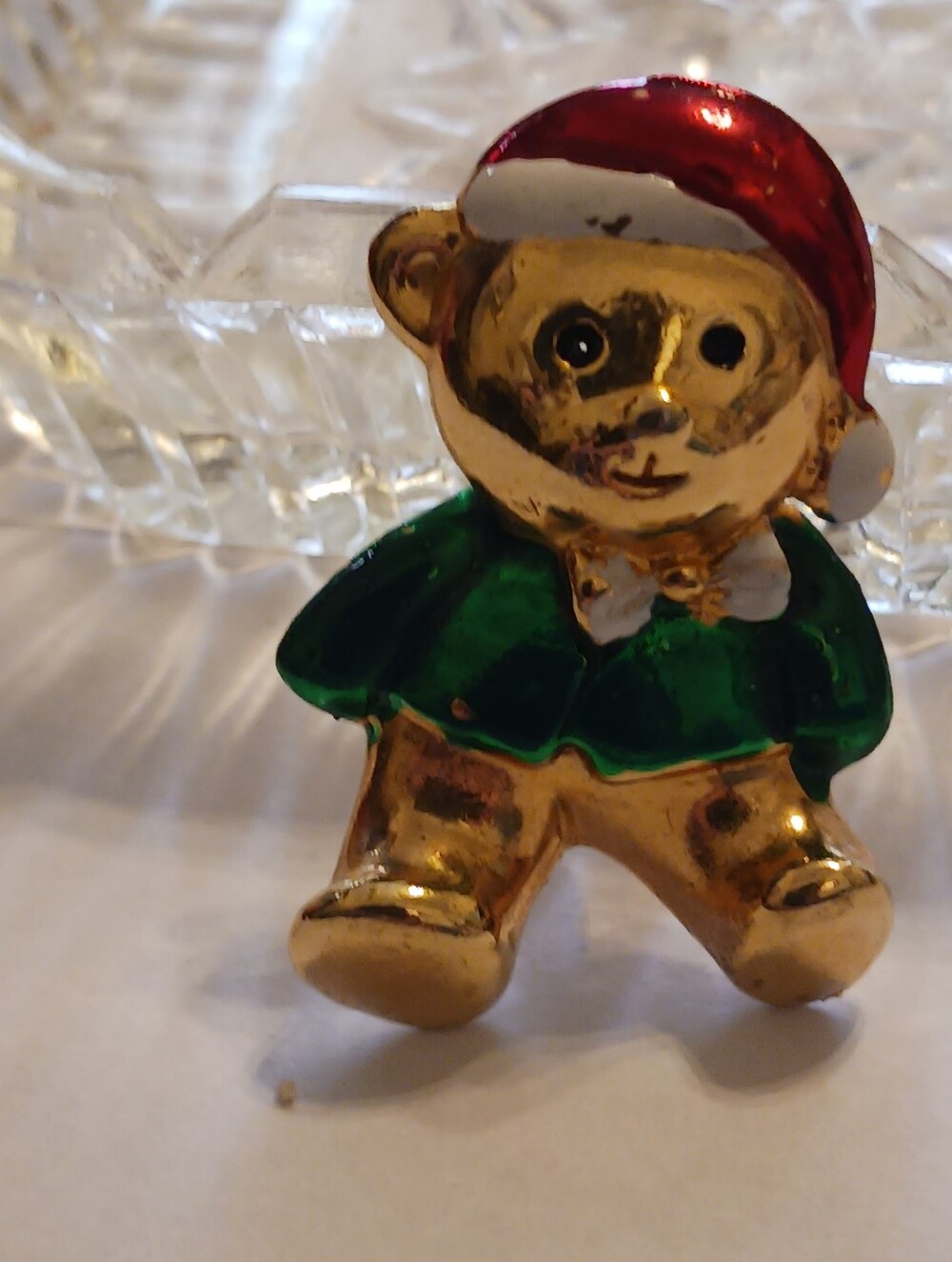 NWOT Christmas Bear Lapel Pin, Red And Green Enamel, 1980s Teddy
